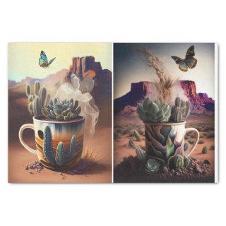 Cactus, coffee and Butterflies, Southwest Vibes,   Tissue Paper