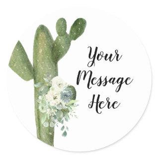 Cactus Floral Your Message Here Sticker