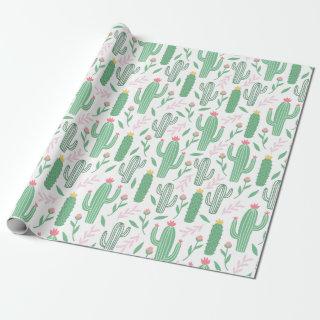 Cactus Plant Green Purple Pattern