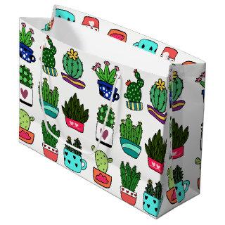 Cactus plants in colorful pot large gift bag