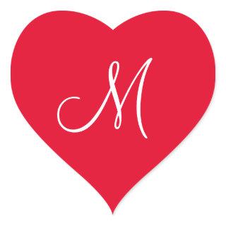 Cadmium Red Your Own Monogrammed Weddings Heart Sticker
