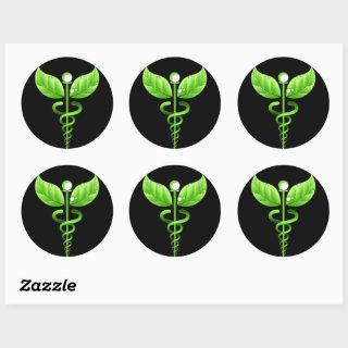 Caduceus: Alternative Medicine Round Stickers