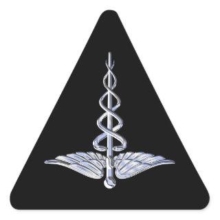 Caduceus Medical Symbol on Black Triangle Sticker