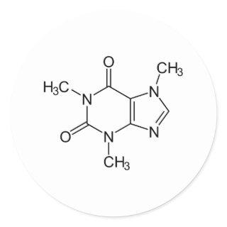 Caffeine Molecule Chemistry Coffee Atoms Classic Round Sticker