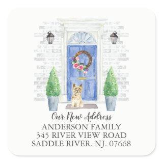 Cairn Terrier Blue Door New Address Label Sticker