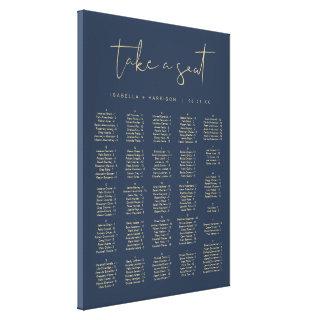 CAITLIN Navy Blue and Gold Alphabetical Seating  Canvas Print