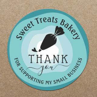 Cake Bakery Thank You For Your Order Teal Shades Classic Round Sticker