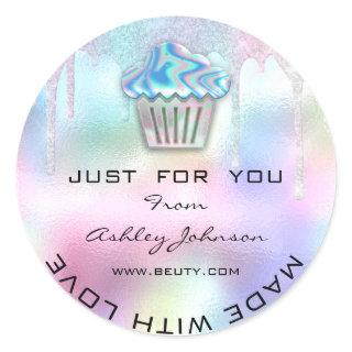 Cake Homemade Bakery Sweets Muffin Logo Holograph Classic Round Sticker