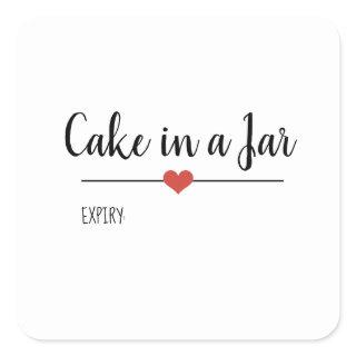 Cake in a Jar white script  Square Sticker