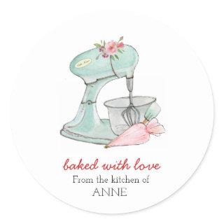 Cake mixer "Baked with love"  Classic Round Sticker