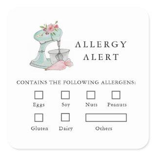 Cake mixer Bakery Food Safety Allergy Alert  Square Sticker