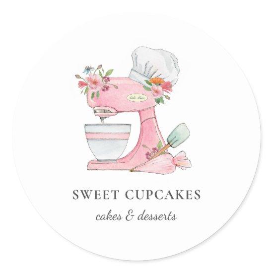 Cake mixer with chef's hat Bakery   Classic Round Sticker