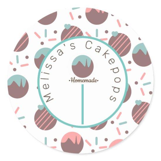 Cake Pop Logo Homemade Bakery Sprinkles Classic Round Sticker