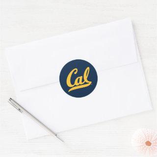 Cal Gold Script Classic Round Sticker