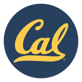 Cal Gold Script Classic Round Sticker