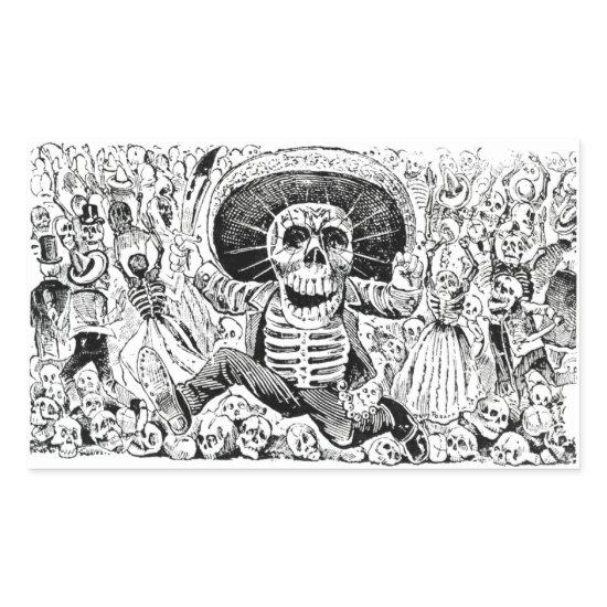 Calavera Oaxaqueña by José Guadalupe Posada 1903 Rectangular Sticker