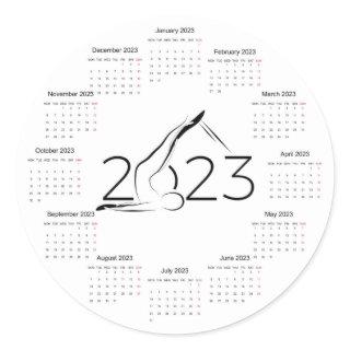 Calendar 2023 for Pilates instructor Large Clock Classic Round Sticker