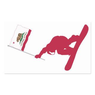 California Flag Snowboard Rectangular Sticker