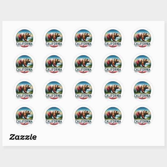 California, Grizzly Bear, Classic Round Sticker