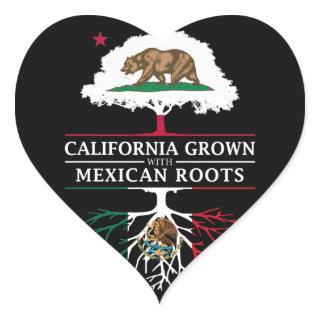 California Grown with Mexican Roots Heart Sticker