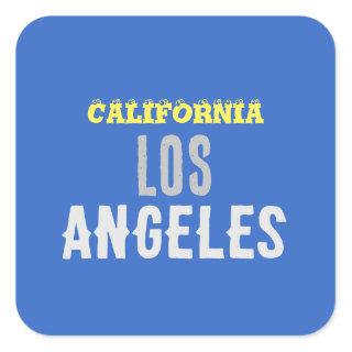 California Los Angeles City USA Retro Vintage Blue Square Sticker