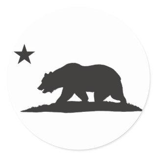 California Republic Bear - Black Classic Round Sticker