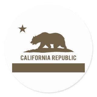 California Republic Flag - Brown Classic Round Sticker