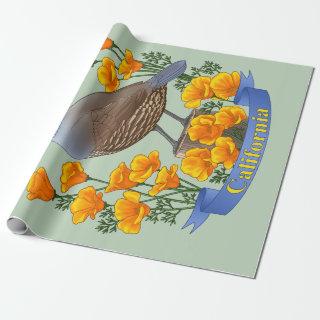 California State Bird Quail & Golden Poppy