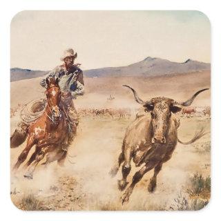 “California Vaquero” by Edward Borein Square Sticker