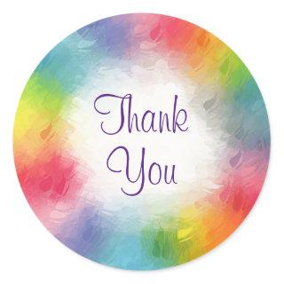Calligraphed Thank You Text Colorful Template Classic Round Sticker