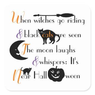 Calligraphic Traditional Halloween Poem Square Sticker
