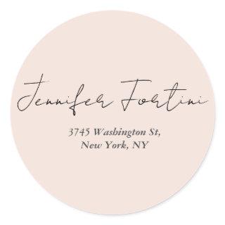 Calligraphy Elegant Black & White Plain Simple Classic Round Sticker