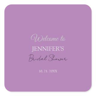 Calligraphy Elegant Lavender Welcome Bridal Shower Square Sticker
