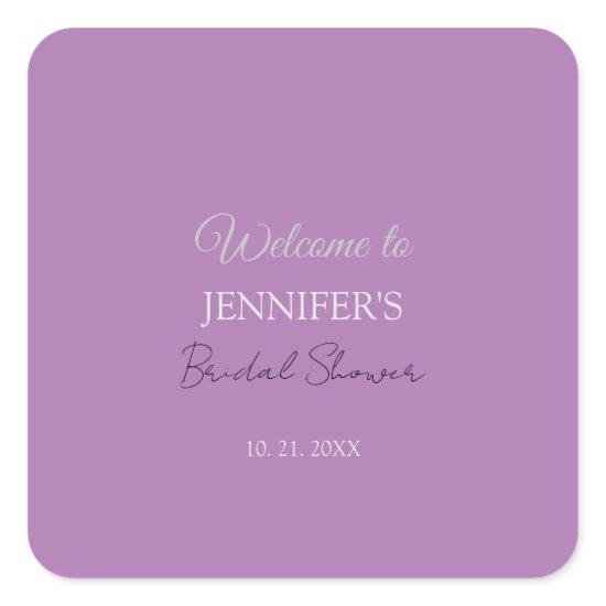 Calligraphy Elegant Lavender Welcome Bridal Shower Square Sticker