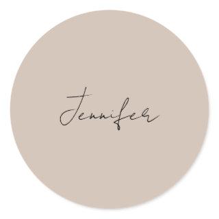 Calligraphy Elegant Plain Simple Name Classic Round Sticker