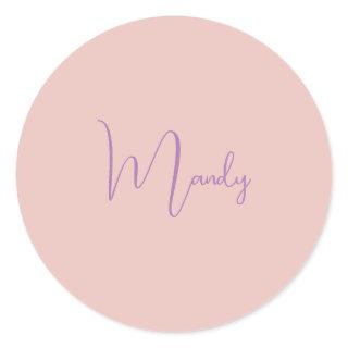 Calligraphy Elegant Rose Gold Plain Simple Name Classic Round Sticker