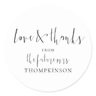 Calligraphy Future Mrs Love and Thanks Classic Round Sticker