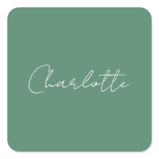 Calligraphy Minimalist Chic Custom Personal Edit Square Sticker