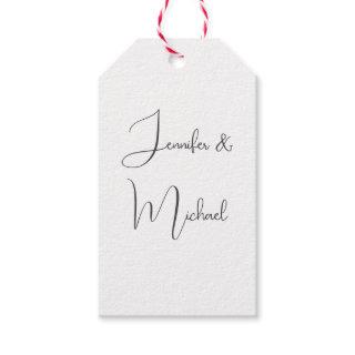 Calligraphy Names Elegant Plain Simple Grey White Gift Tags