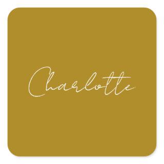 Calligraphy Script Gold Color Custom Name Edit Square Sticker