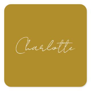 Calligraphy Script Gold Color Custom Name Edit Square Sticker