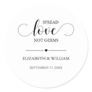 Calligraphy Spread Love Not Germs Hand Sanitizer Classic Round Sticker