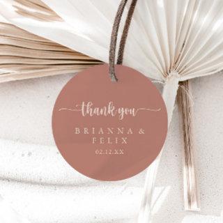 Calligraphy Terracotta Thank You Wedding Favor  Classic Round Sticker