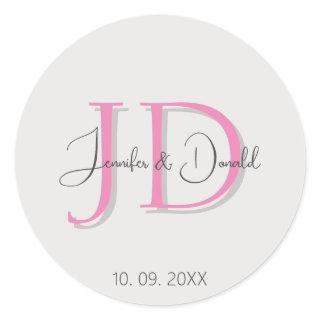 Calligraphy trendy classical script monogram classic round sticker