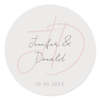 Calligraphy trendy classical script monogram classic round sticker