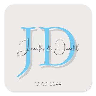 Calligraphy trendy classical script monogram square sticker