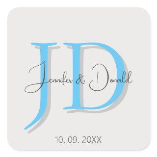 Calligraphy trendy classical script monogram square sticker