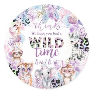 Calling All Party Animals Jungle Safari Birthday Classic Round Sticker