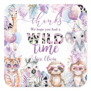 Calling All Party Animals Jungle Safari Birthday Square Sticker