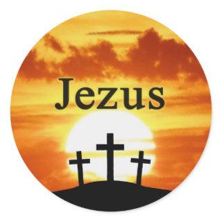 Calvary Sunrise Jezus Classic Round Sticker